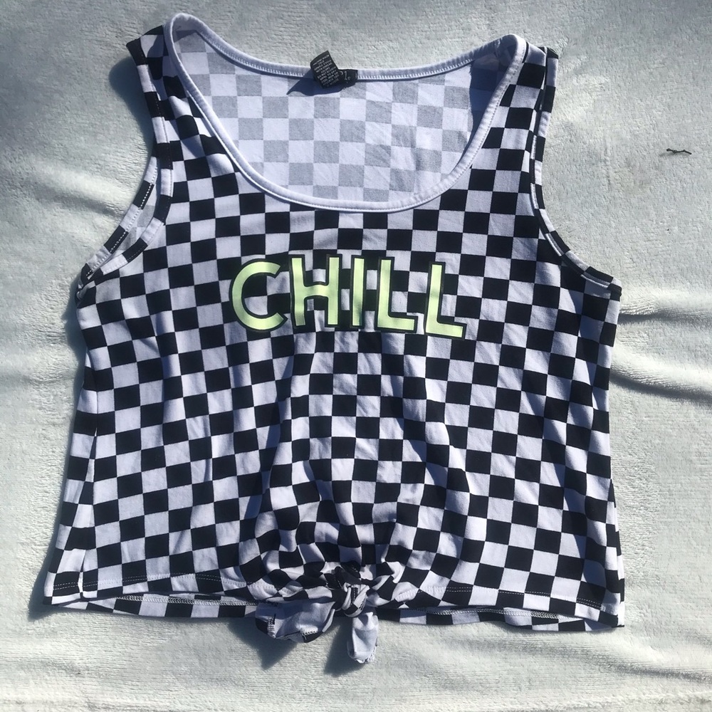 “Chill” Checkerboard Cropped Tank